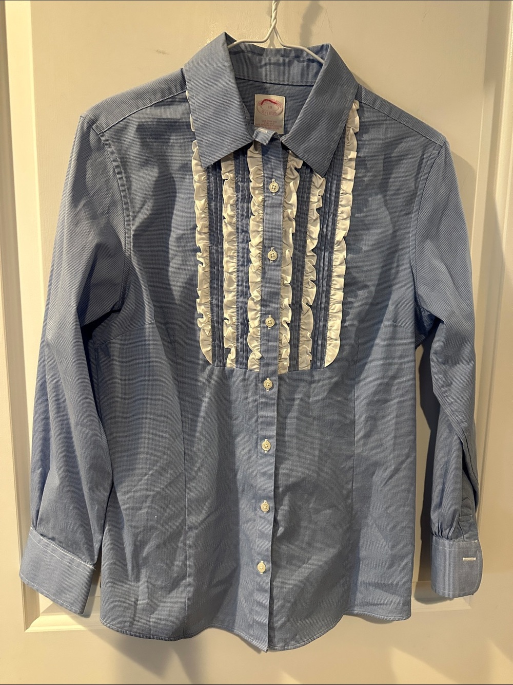 Brooks Brothers Light Blue Button-Down with White Ruffle Bib